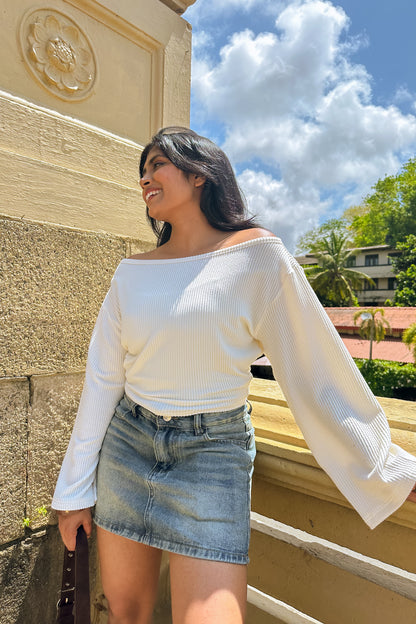 Falling For You Off Shoulder Top Vanilla