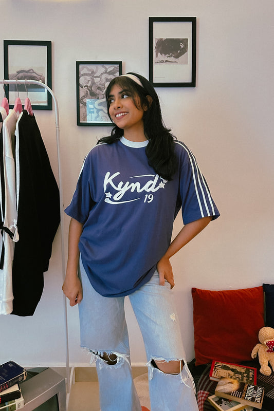 Retro Spice Blue Oversize T Shirt