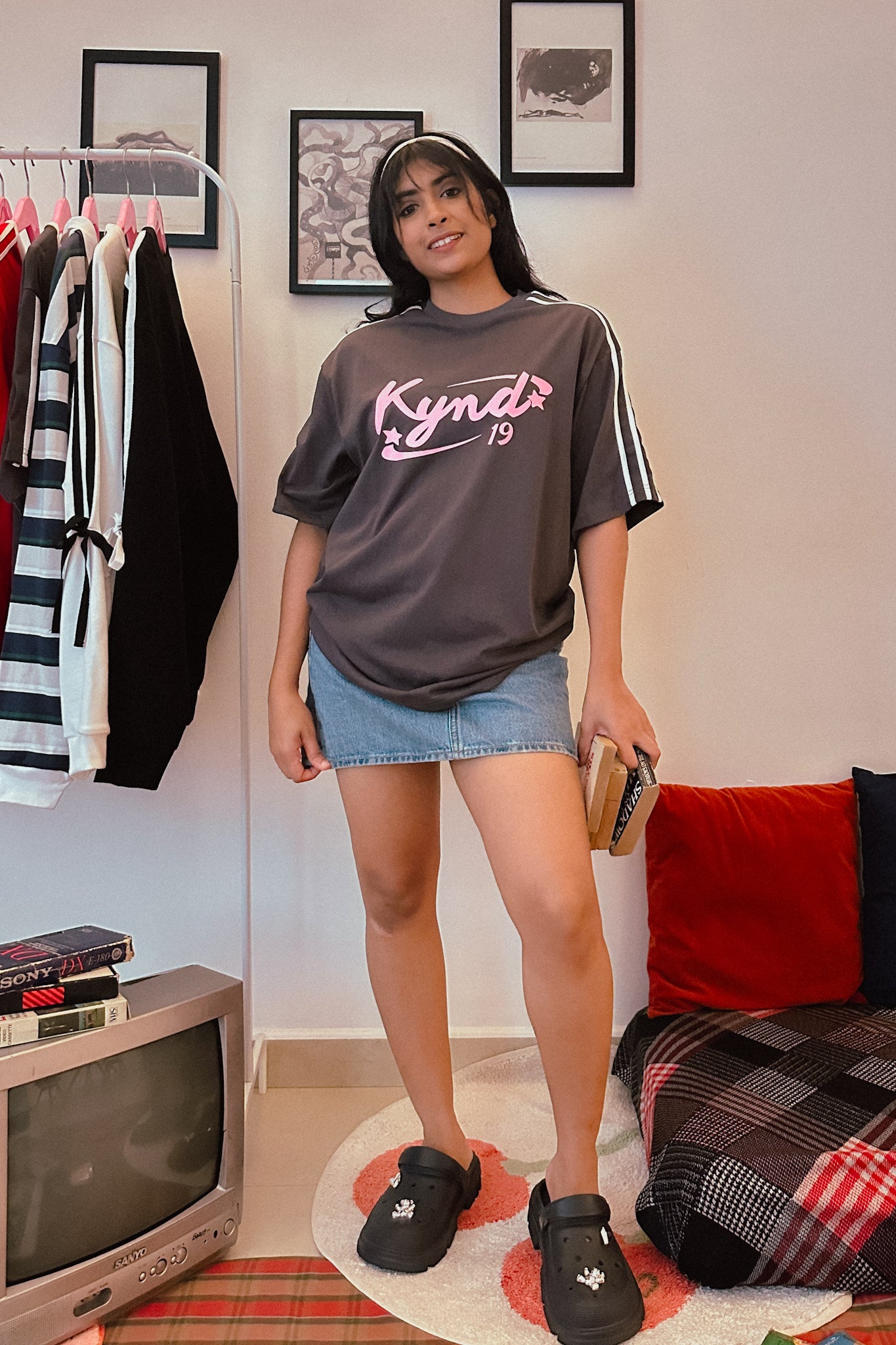 Retro Spice Grey Oversize T Shirt