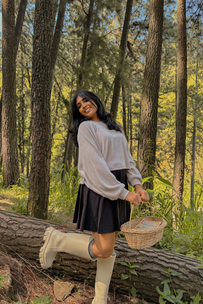 Whispered Fall Raglan Sleeve Crop Pullover