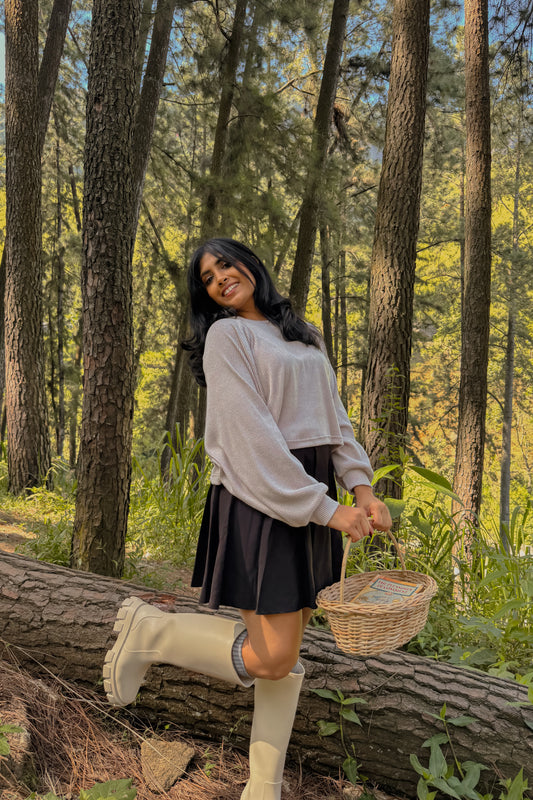 Whispered Fall Raglan Sleeve Crop Pullover