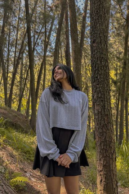 Poet's Cable Knit Crop Pullover