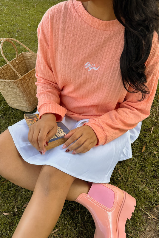 Pumpkin Whirl Cable Knit Pullover