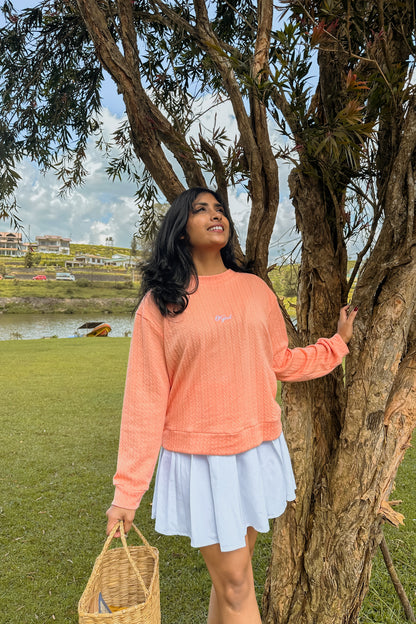 Pumpkin Whirl Cable Knit Pullover