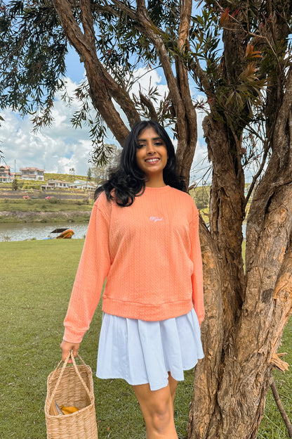 Pumpkin Whirl Cable Knit Pullover