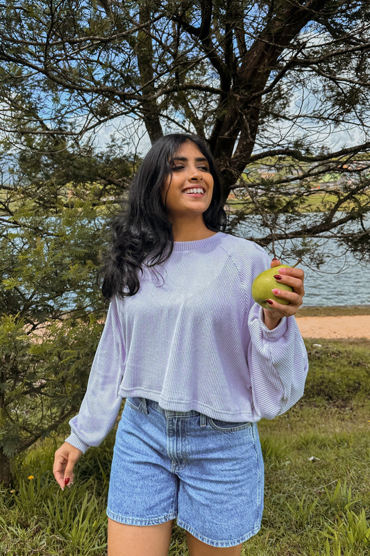 Classic Violet Raglan Sleeve Crop Pullover