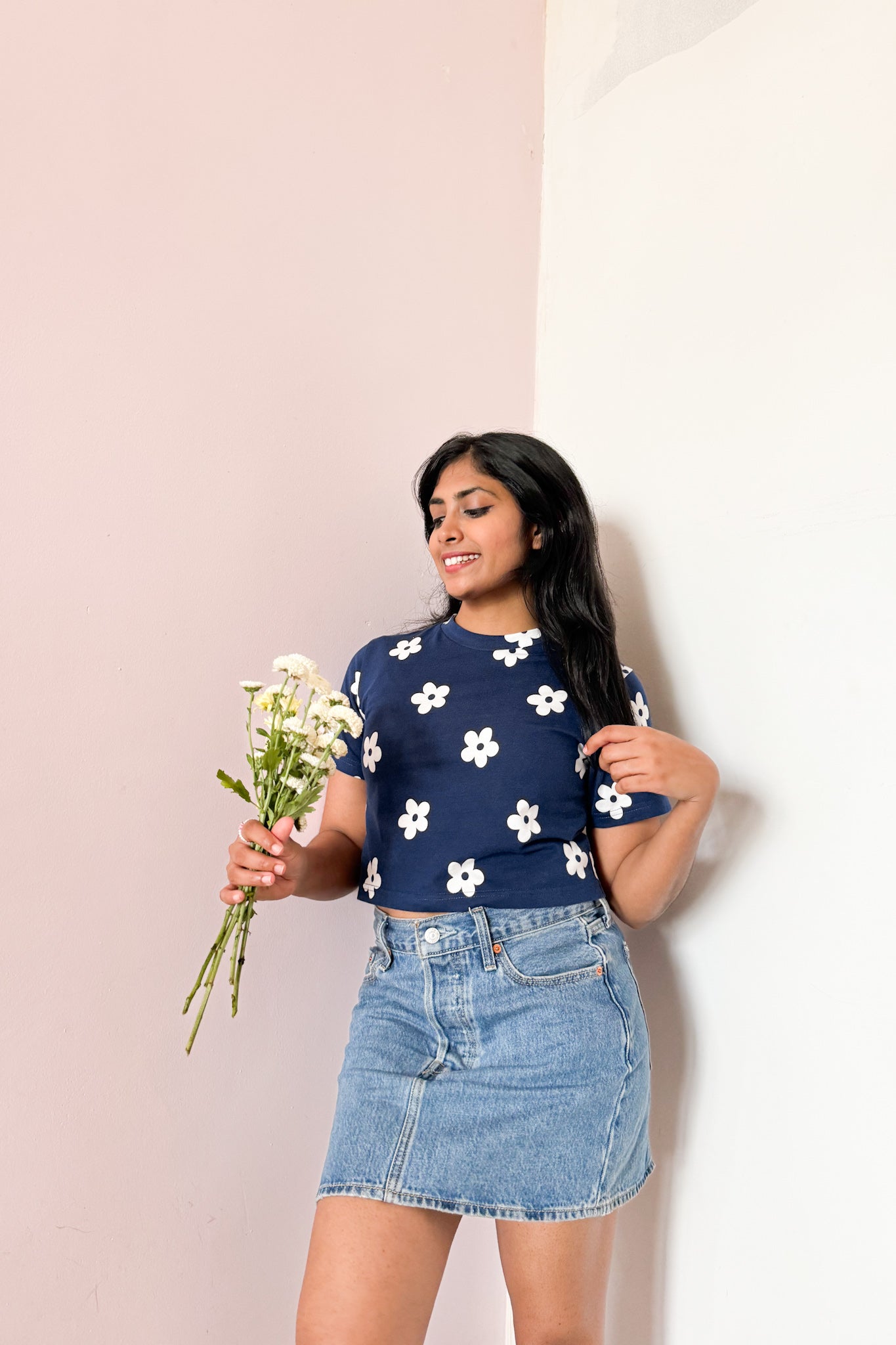 Petal Charm Crop T Shirt