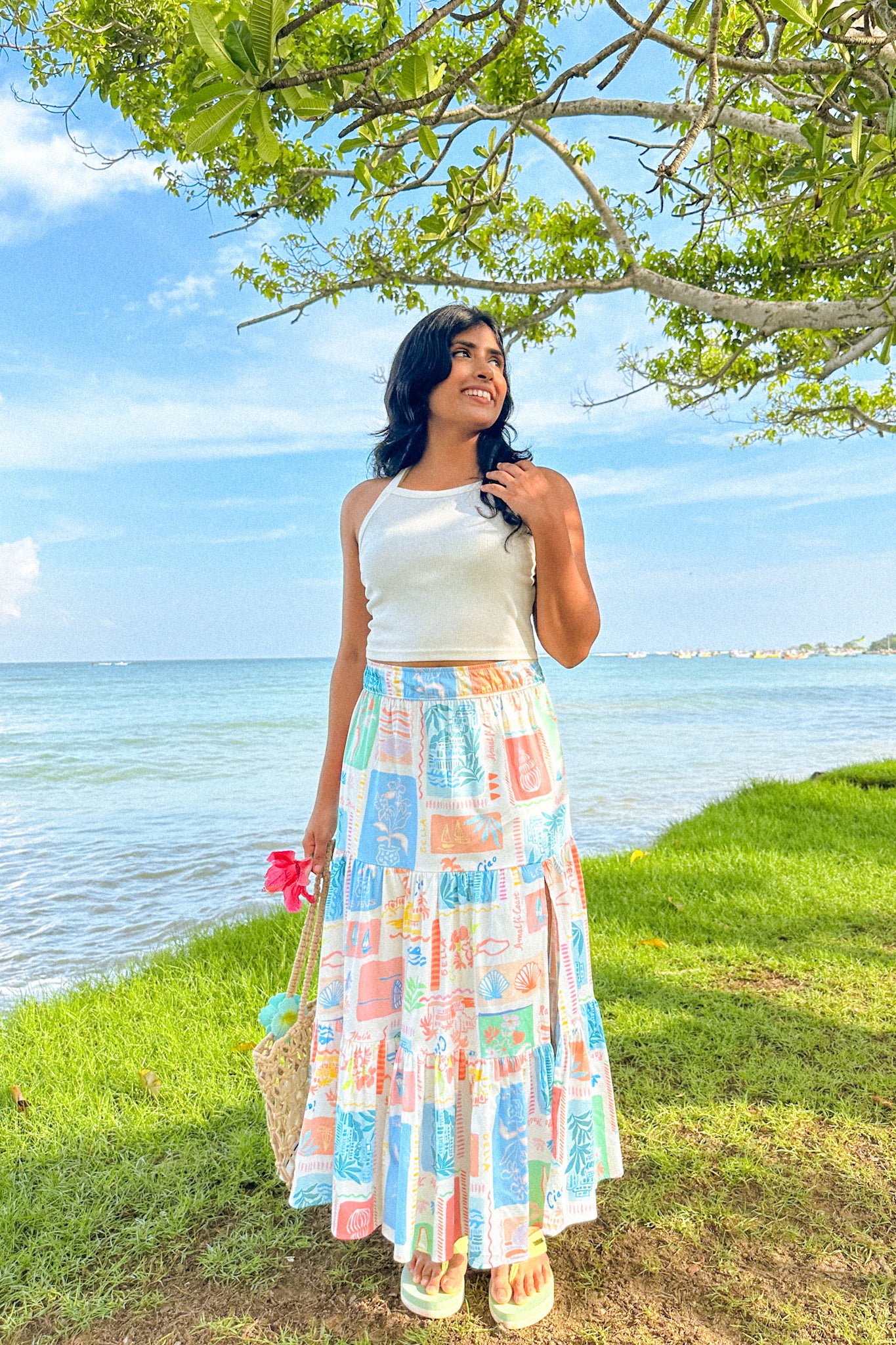 Island Stamp Tiered Skirt