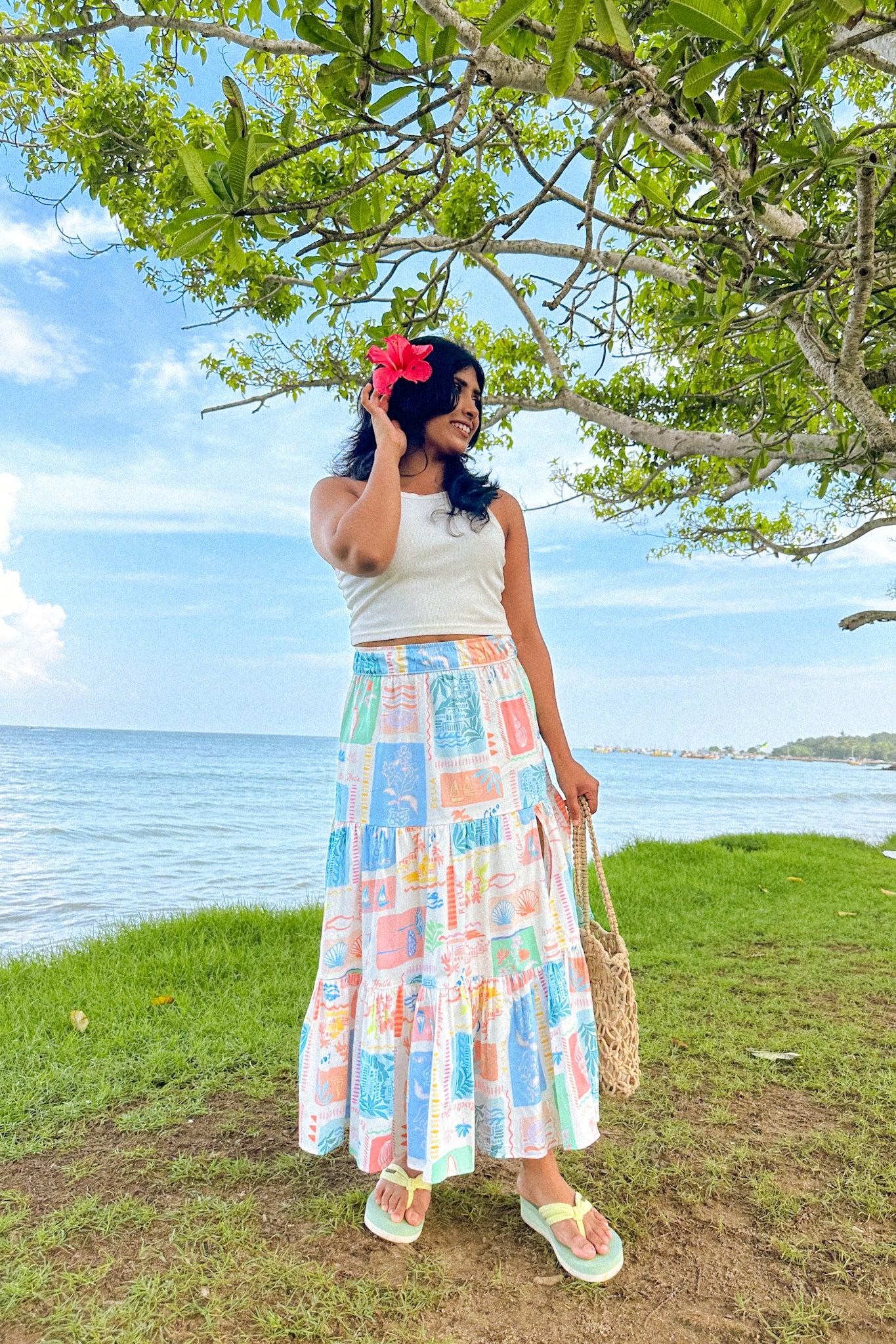 Island Stamp Tiered Skirt