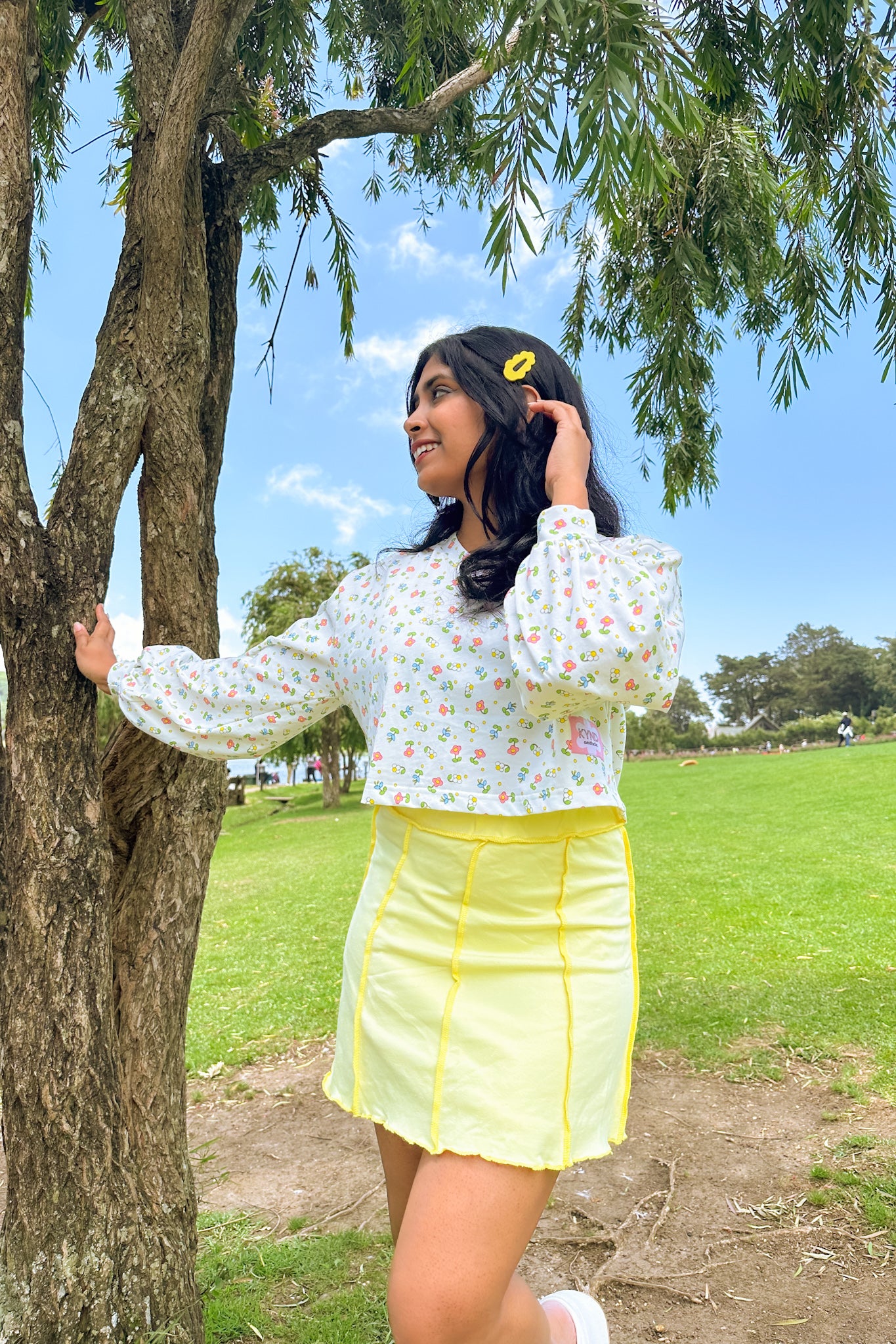 Sugar Petals Balloon Sleeve Crop Pullover