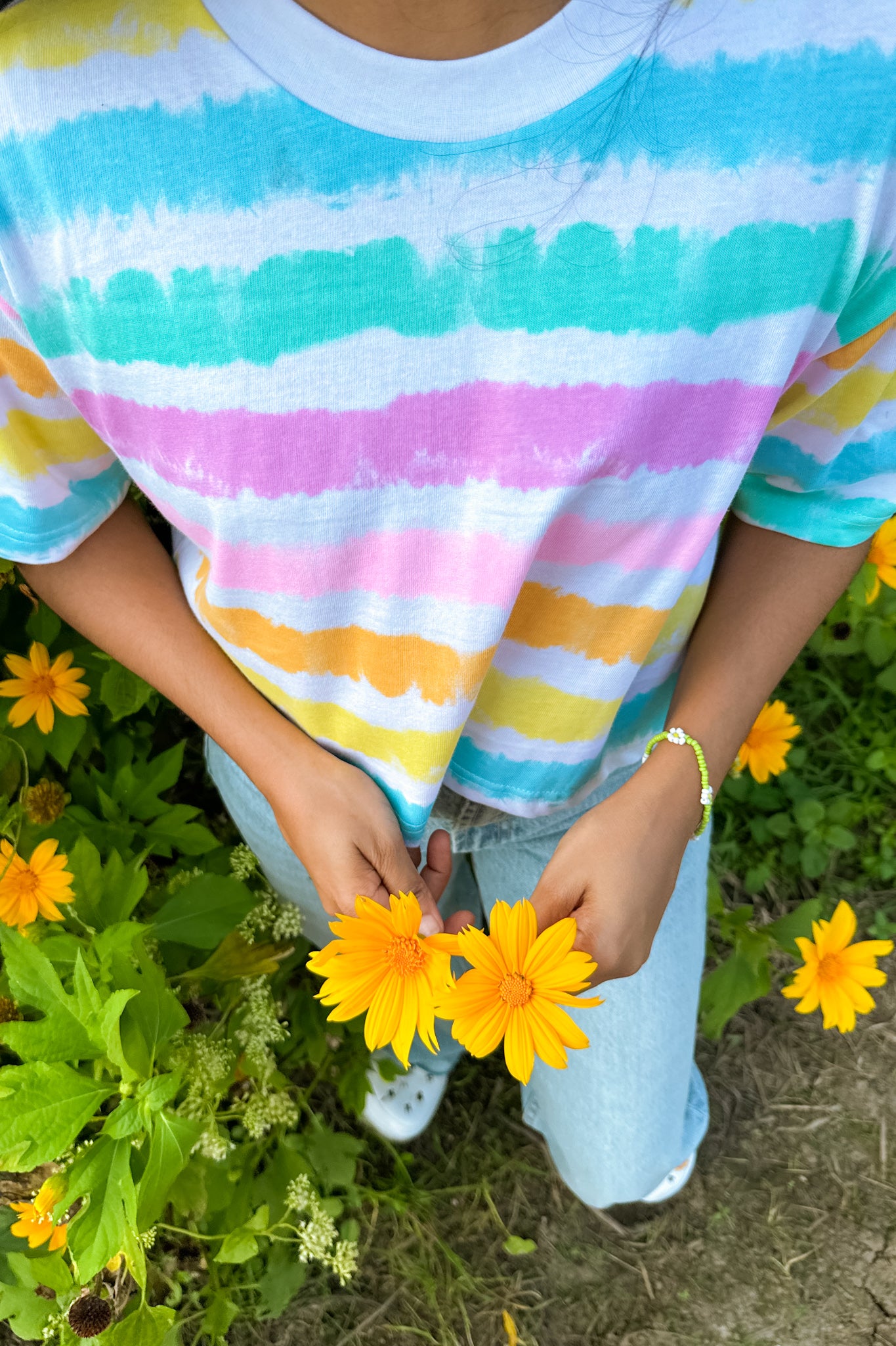 Rainbow Waves Crop T Shirt