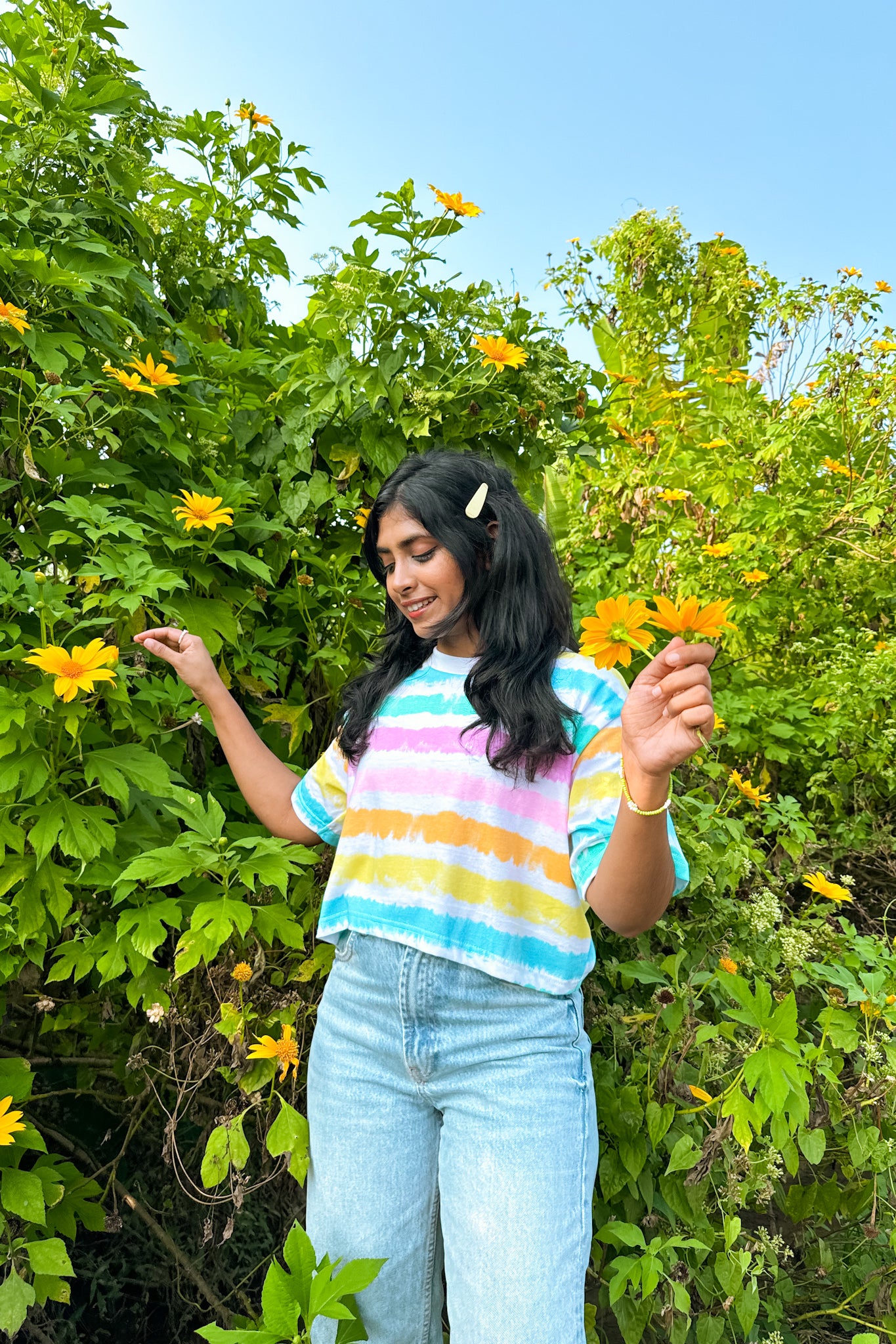 Rainbow Waves Crop T Shirt