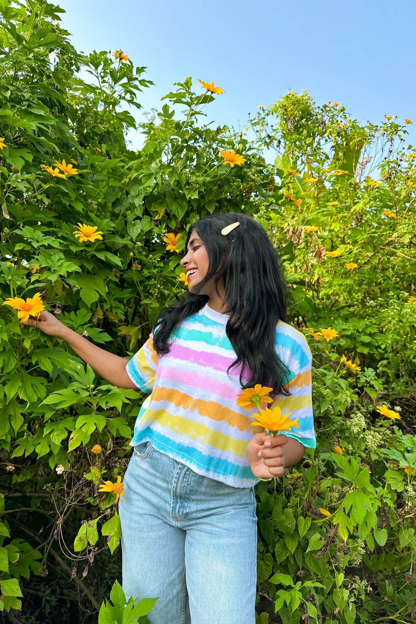 Rainbow Waves Crop T Shirt