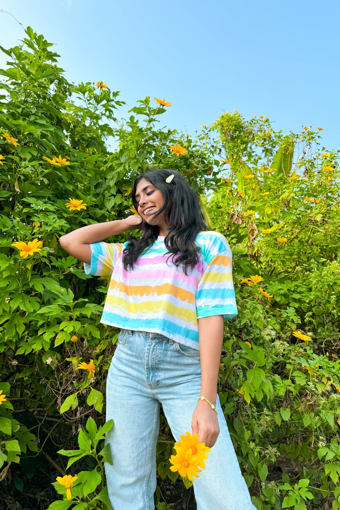 Rainbow Waves Crop T Shirt