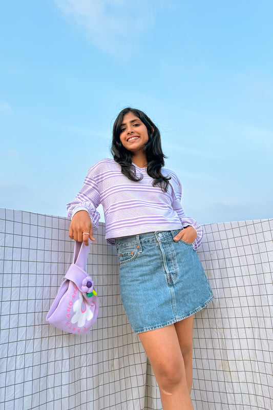 Clouded Lilac Balloon Sleeve Pullover