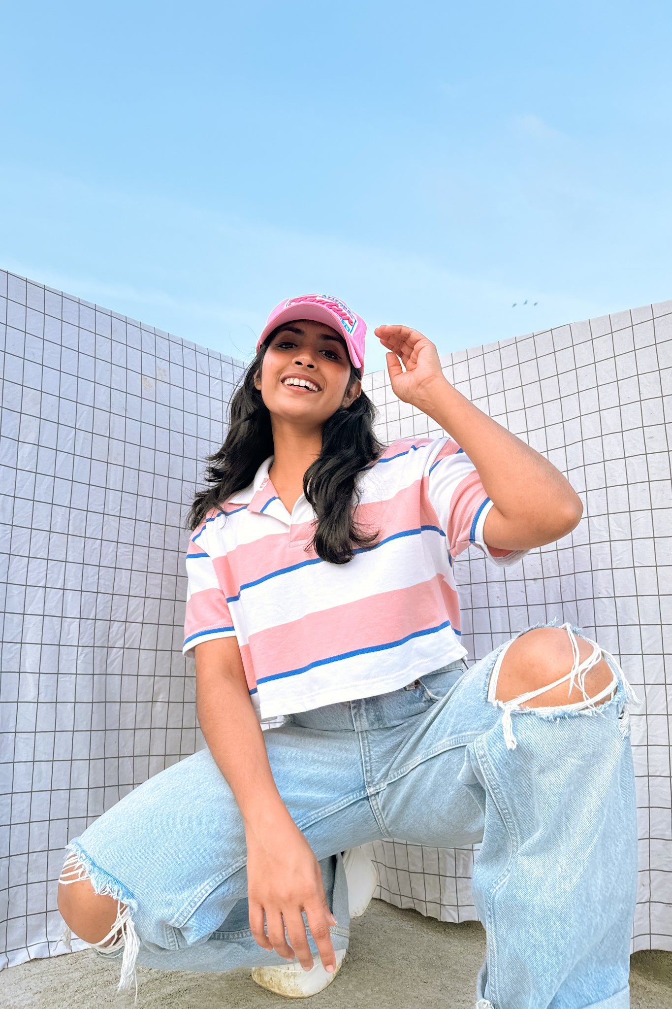 Peachy Skyline Oversize Crop Tee