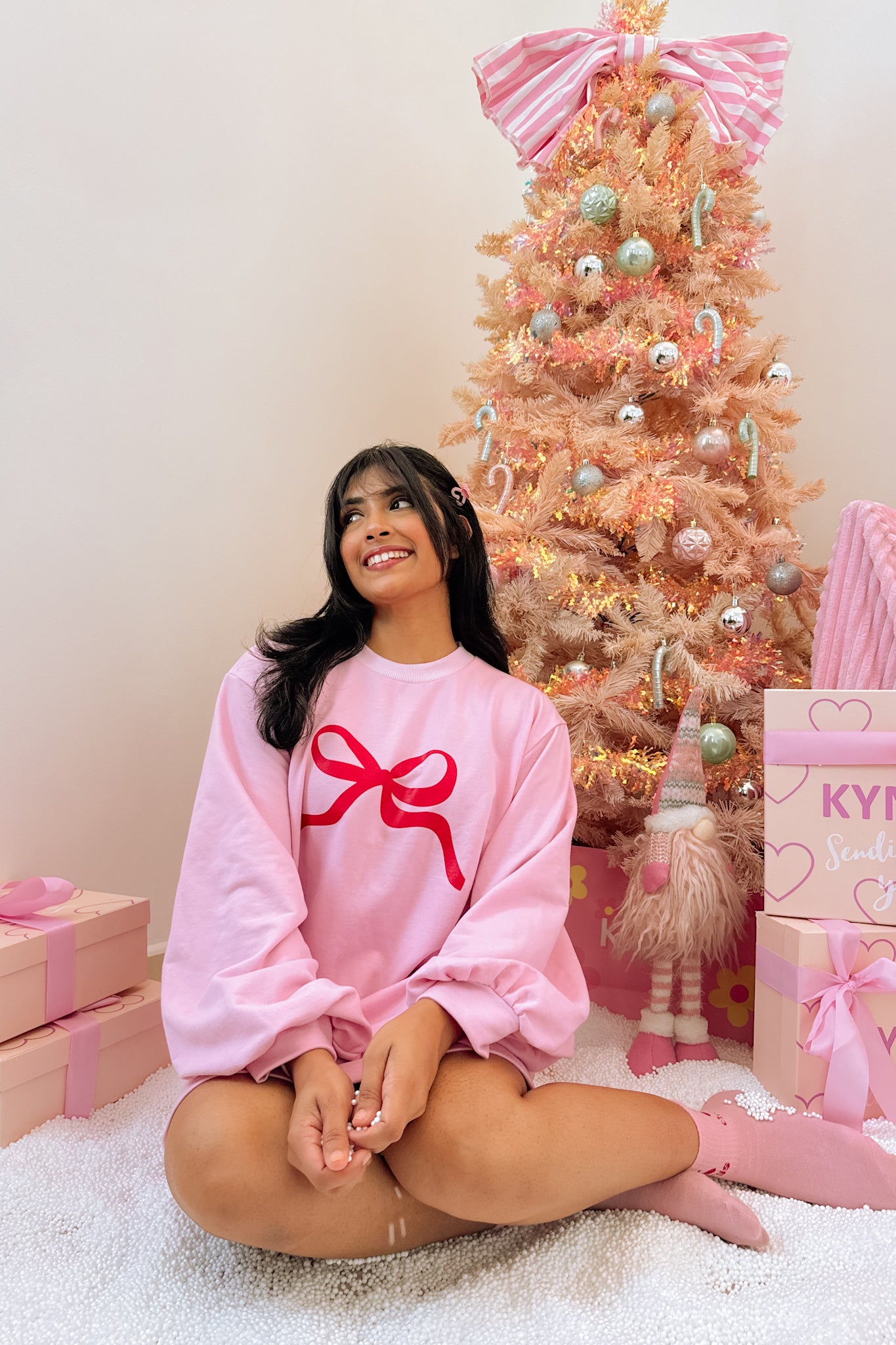 Merry Bow Balloon Sleeve Dress