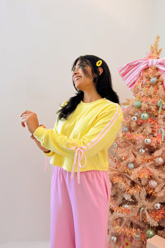 Warm Wish Pink Bow Pullover