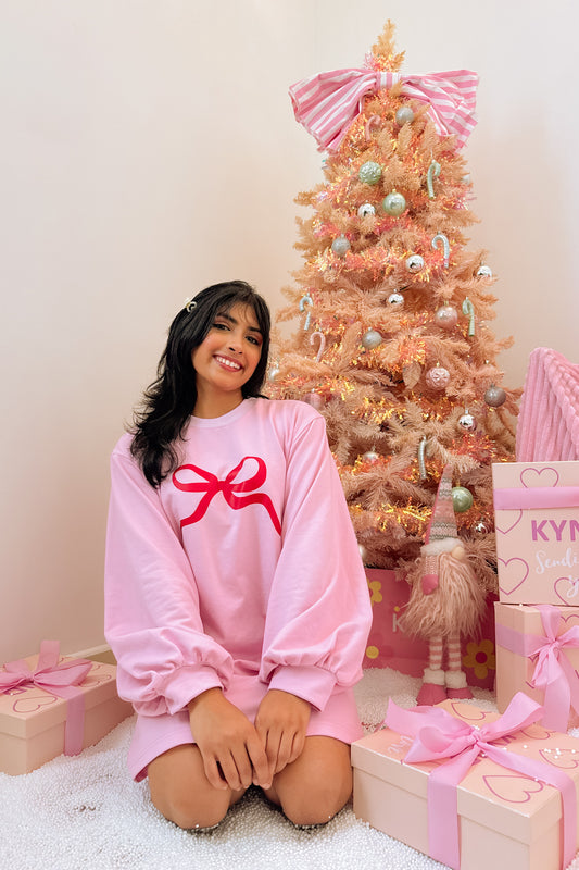 Merry Bow Balloon Sleeve Dress