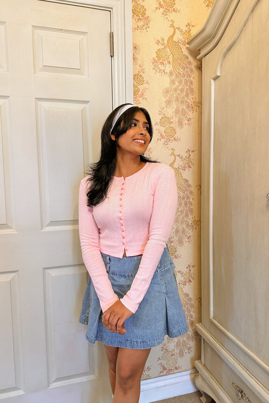 Sugar Petal Button Down Crop Top