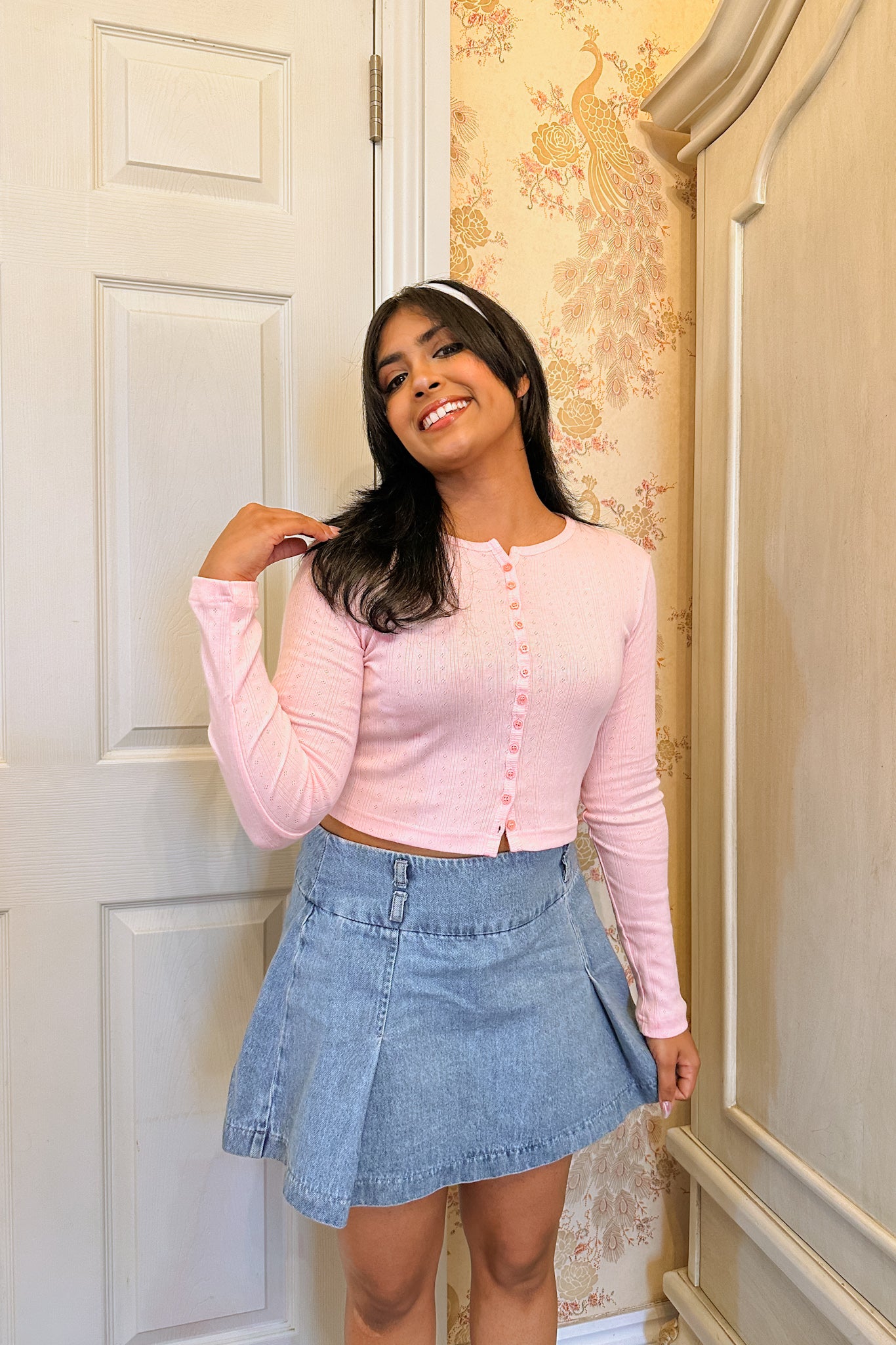 Sugar Petal Button Down Crop Top