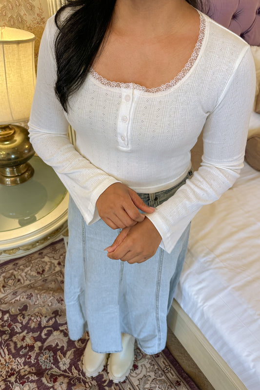 Cloud Nine Angel Lace trim Crop Top