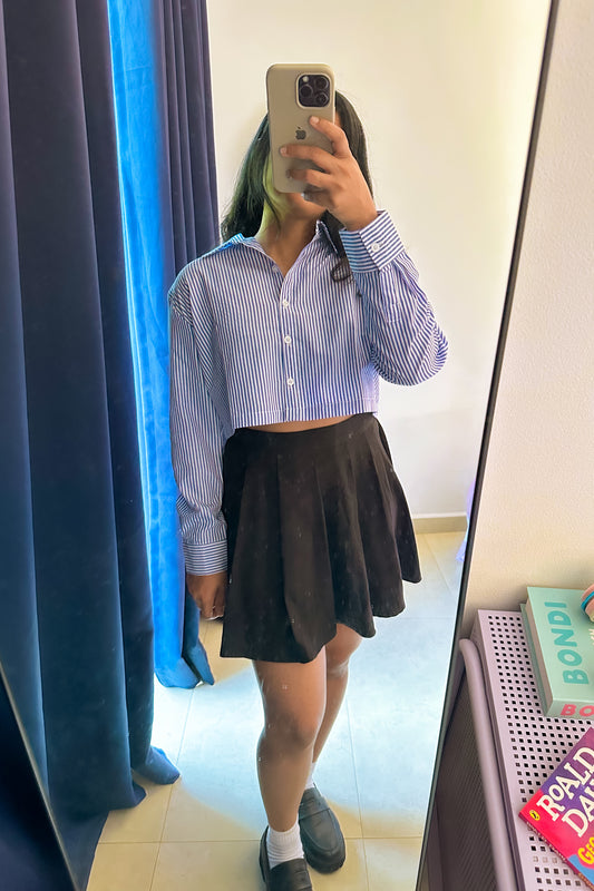 Cloud line Oversize Crop Shirt