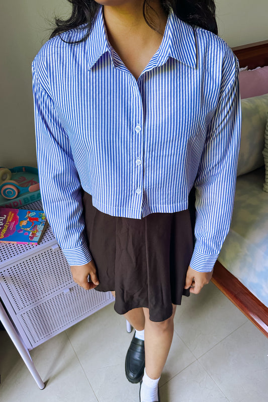Cloud line Oversize Crop Shirt