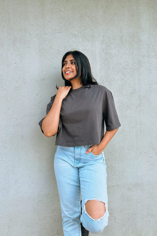Muted Oversize Crop T Shirt