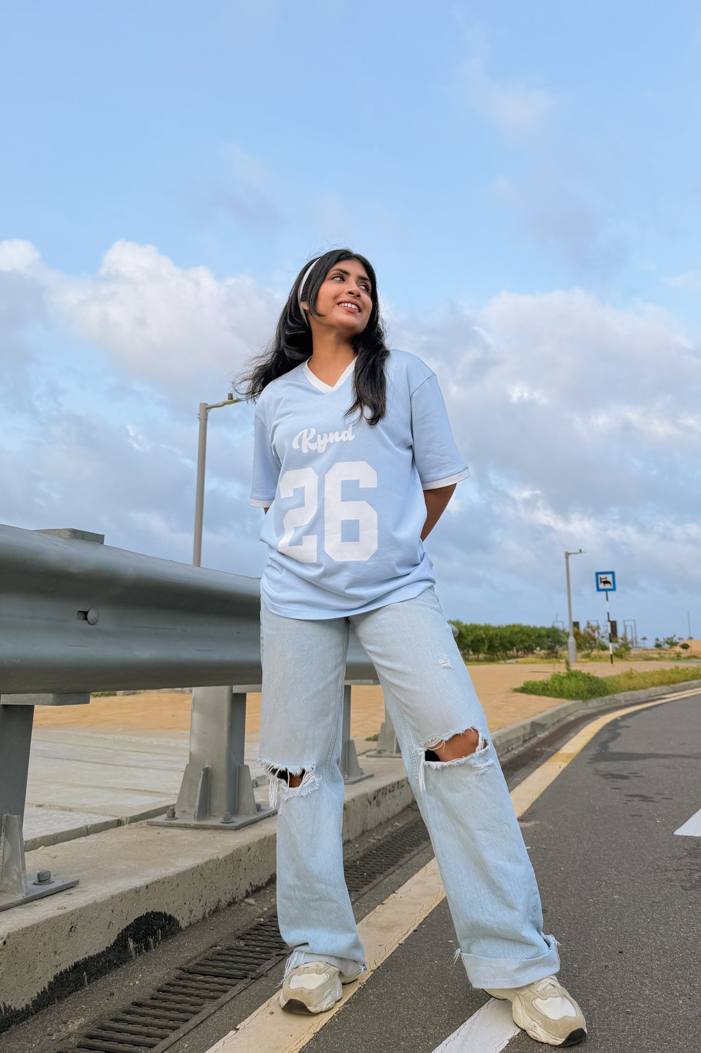 Lucky Twenty Six Oversized Sport Tee Blue