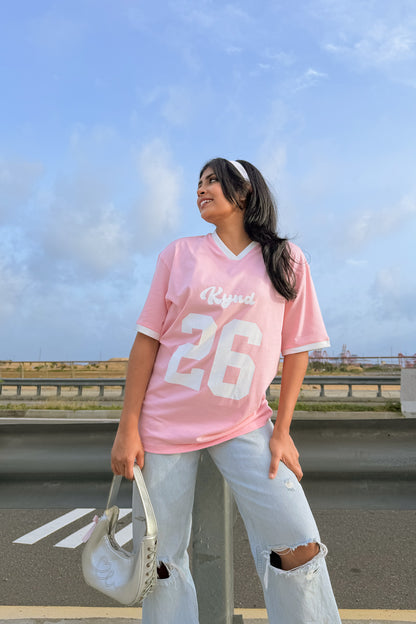 Lucky Twenty Six Oversized Sport Tee Pink