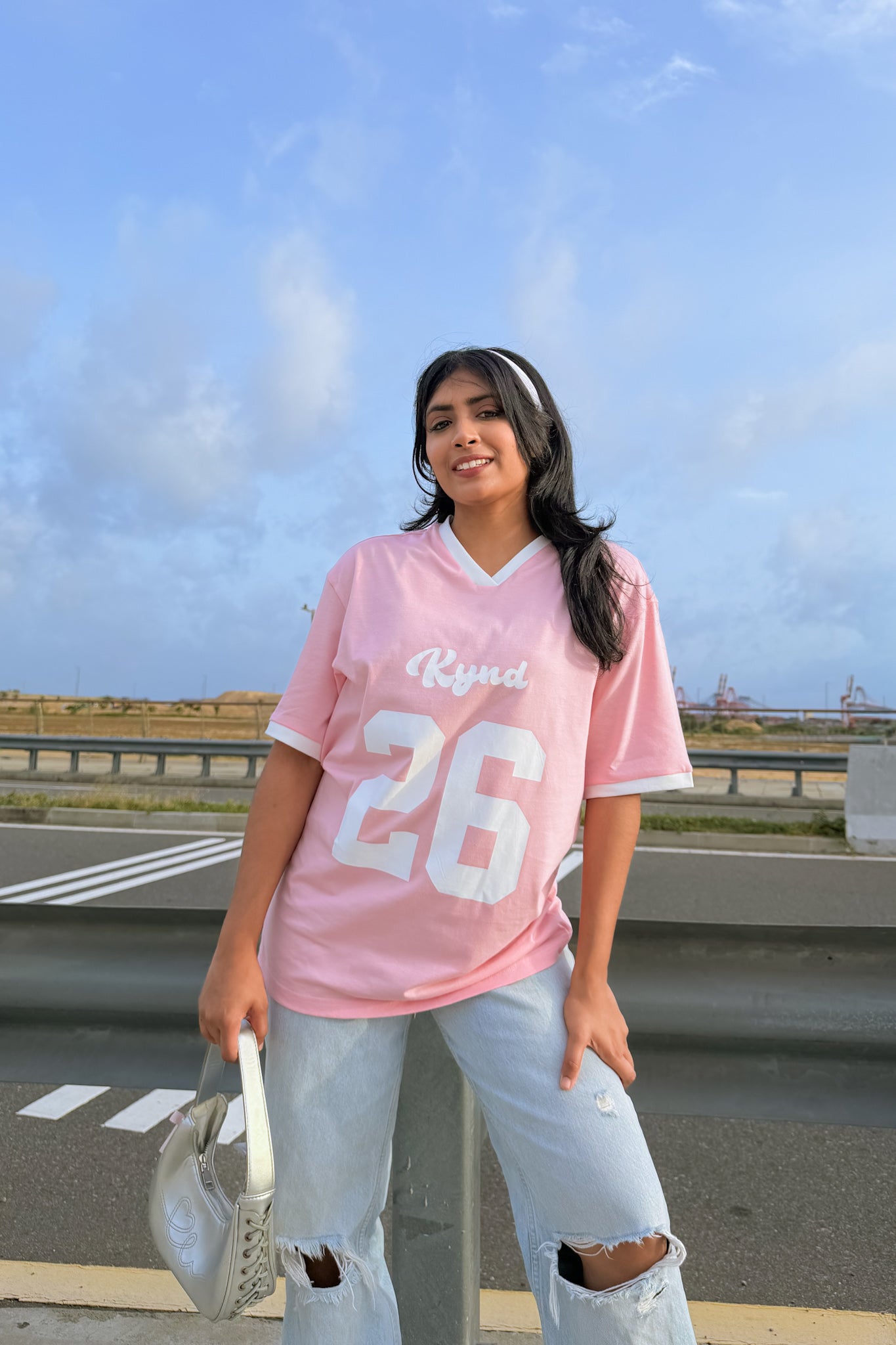 Lucky Twenty Six Oversized Sport Tee Pink