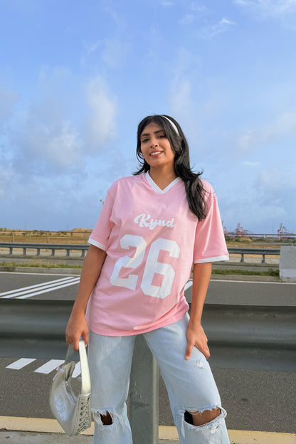 Lucky Twenty Six Oversized Sport Tee Pink