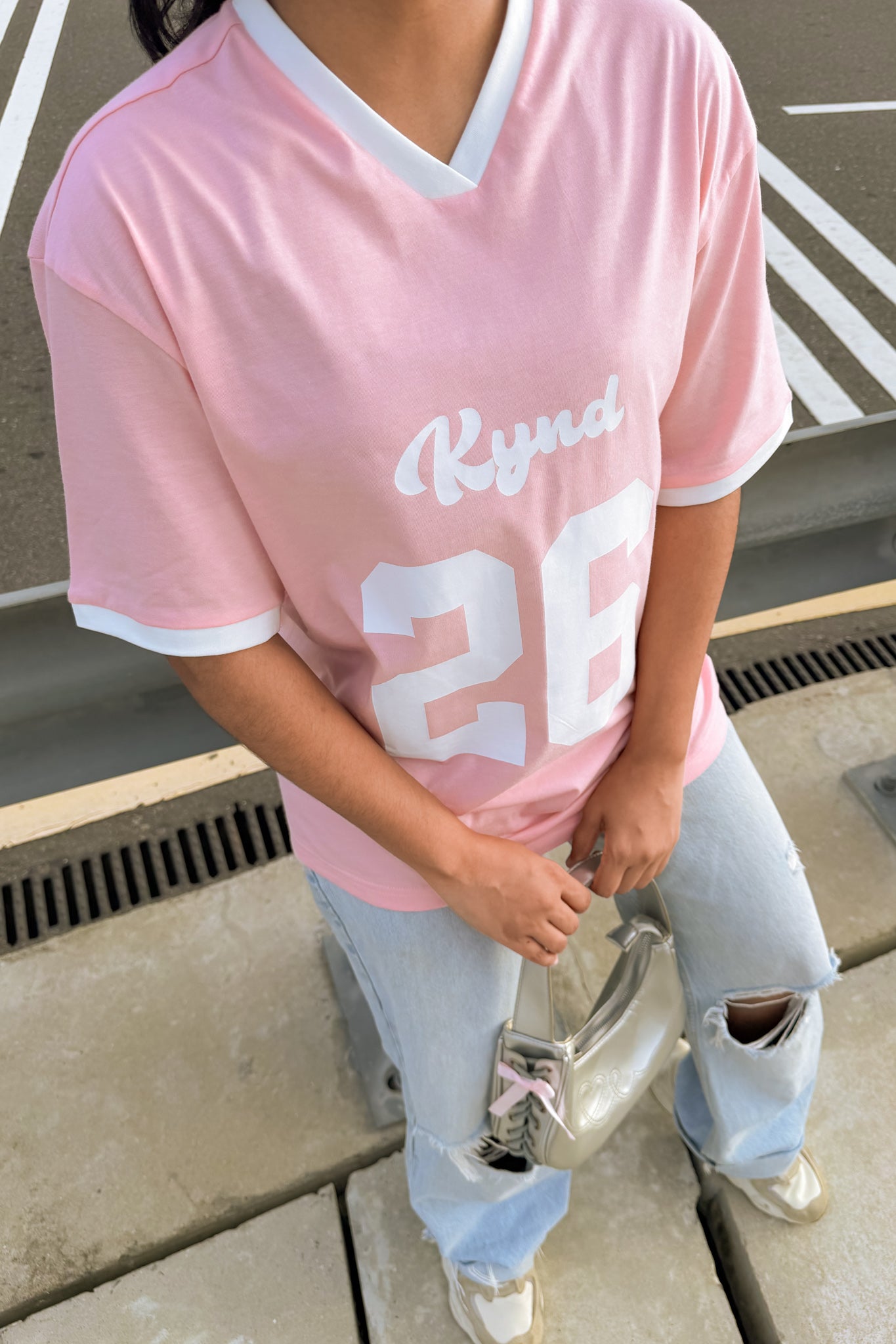Lucky Twenty Six Oversized Sport Tee Pink
