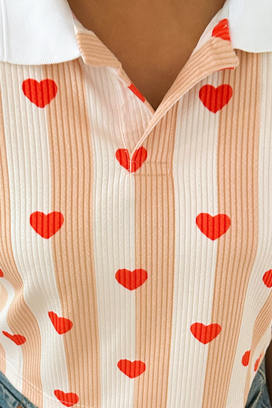 Peach Kiss Polo Neck Crop T-shirt