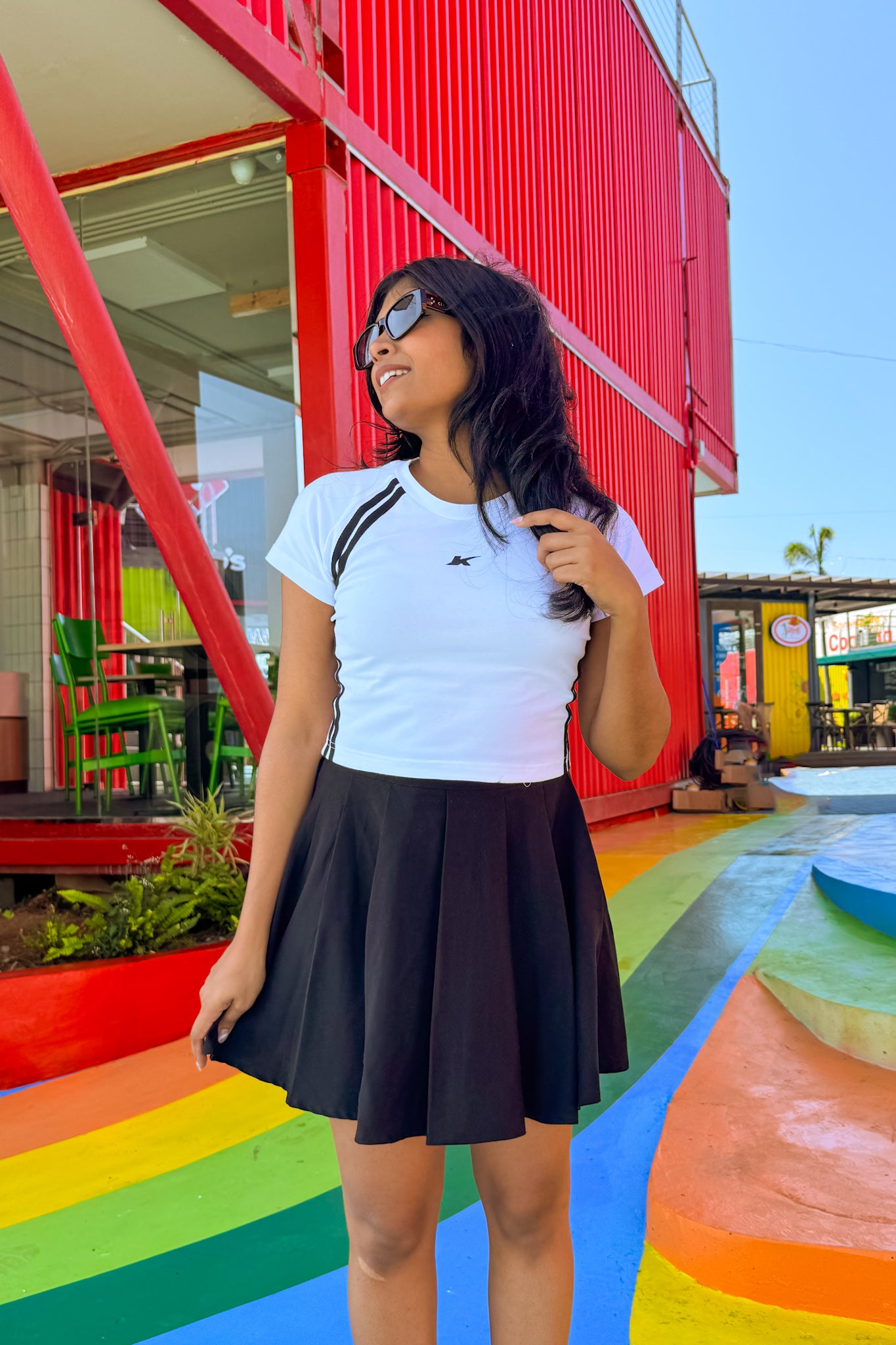 Sporty spice white fitted top