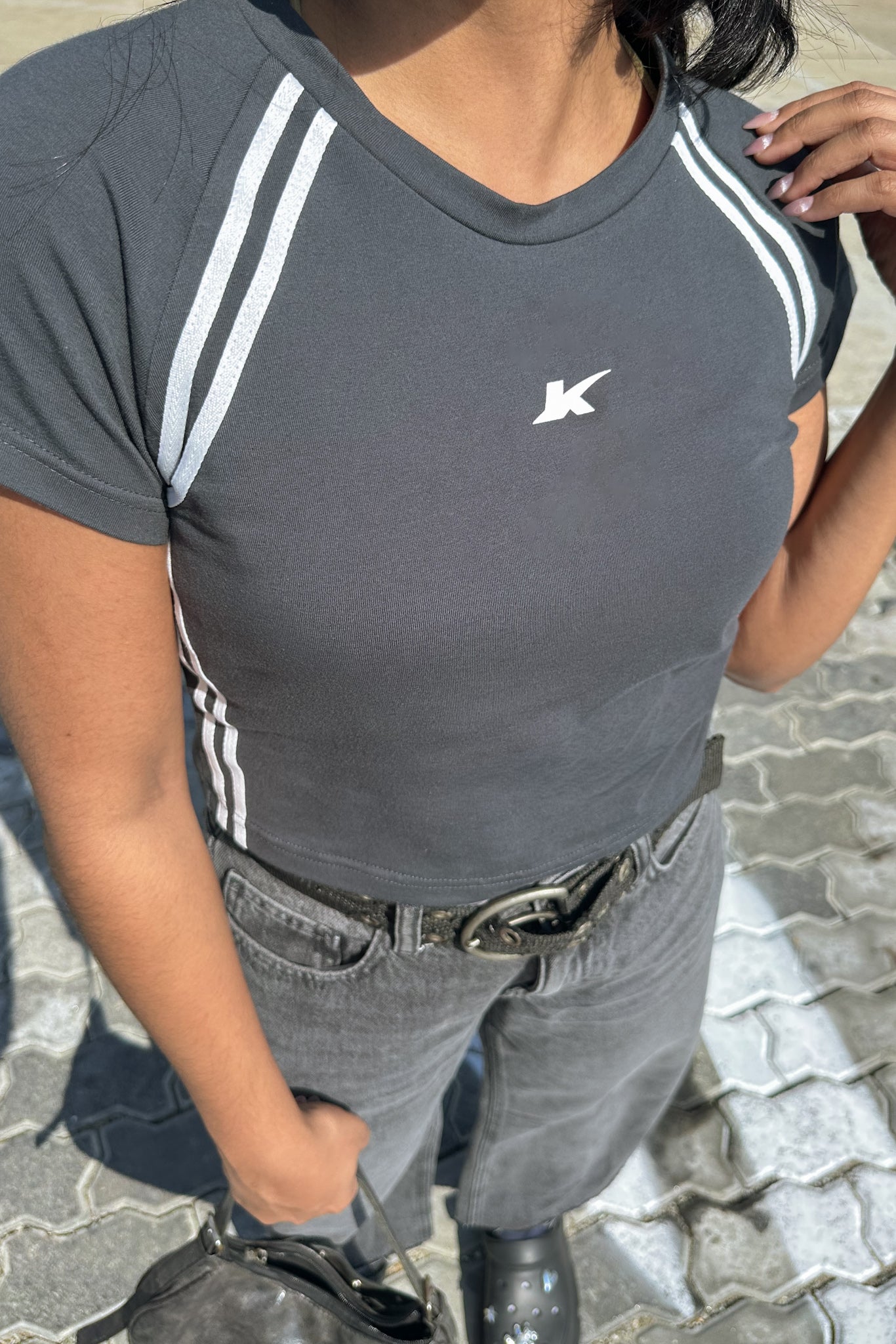 Sporty spice grey fitted top