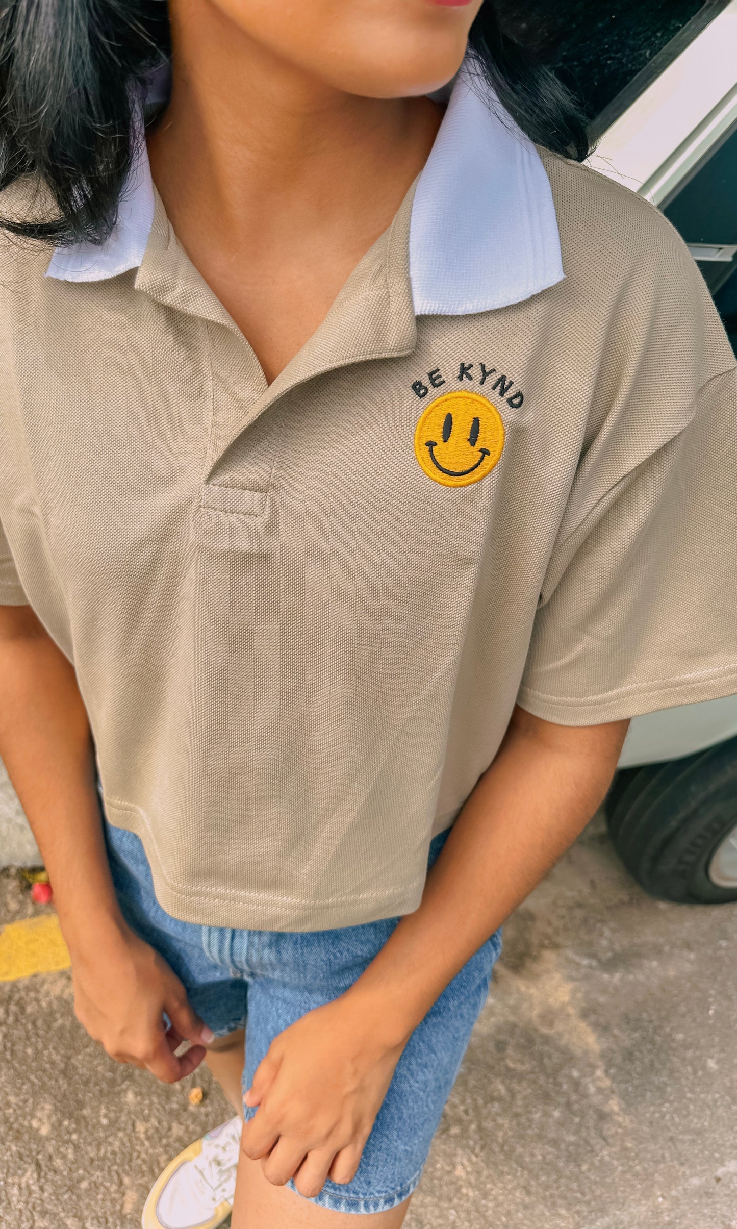 Happy Day Crop Polo T Shirt