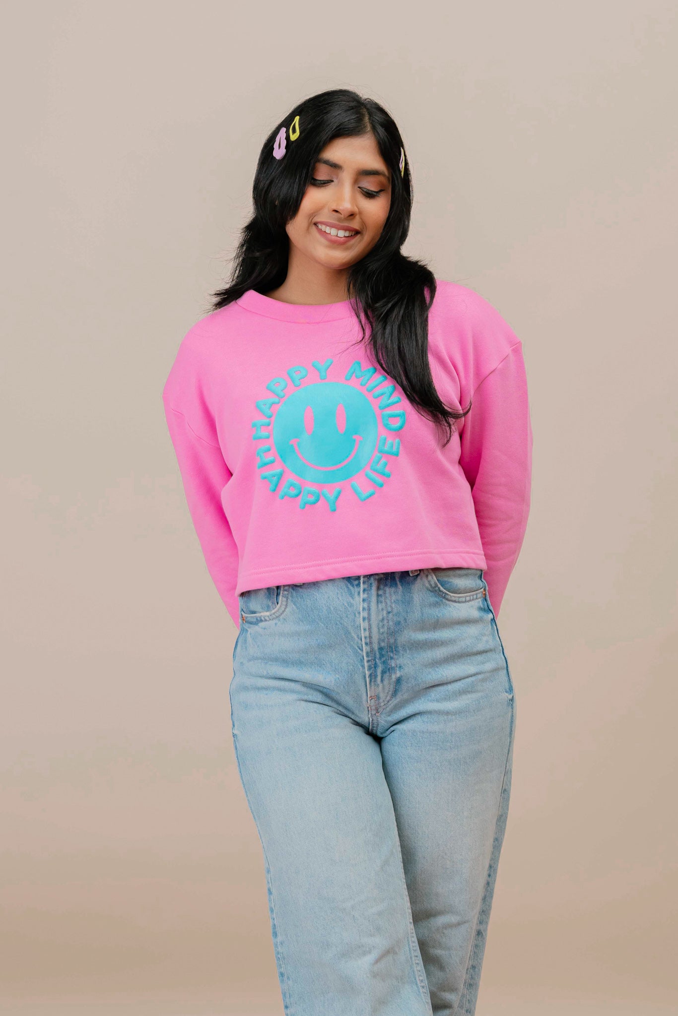 Pinky Smile Crop Pullover