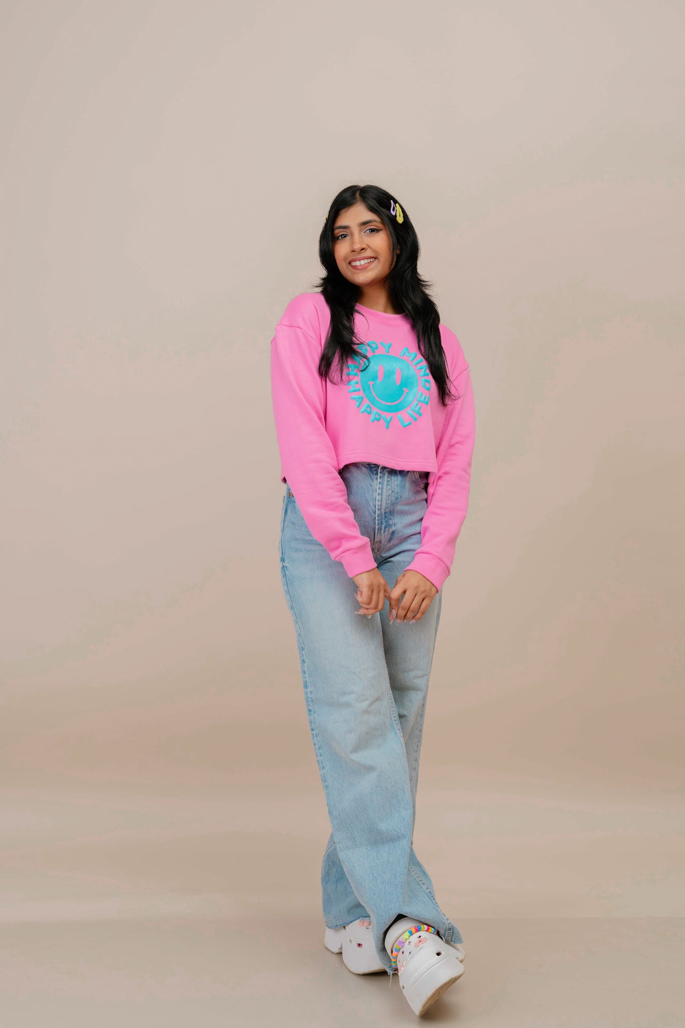 Pinky Smile Crop Pullover