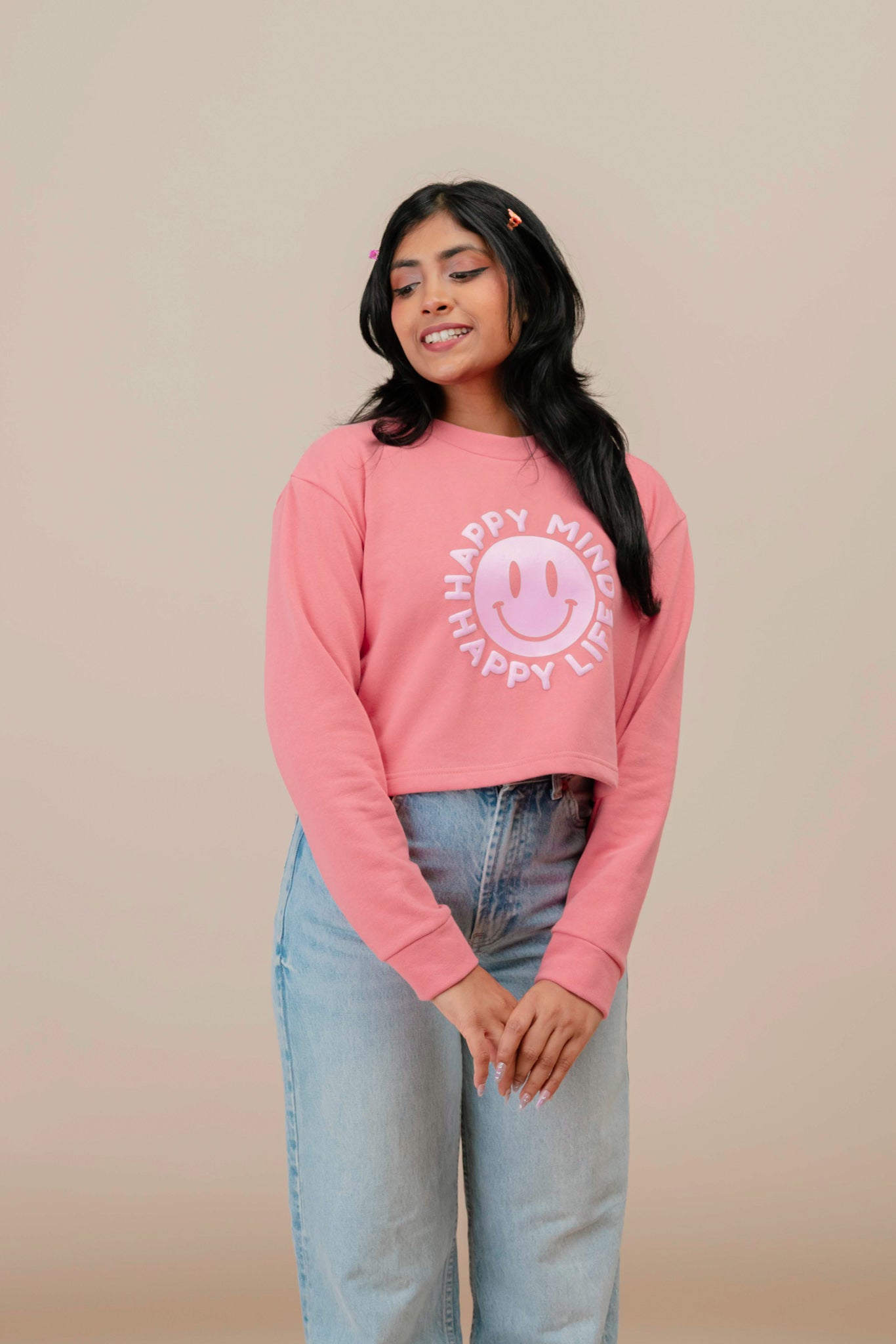 Peachy Smile Crop Pullover