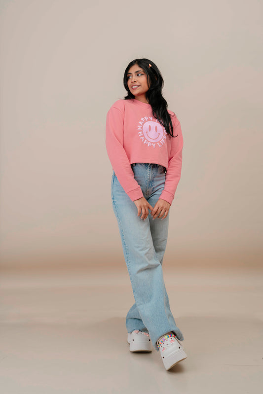 Peachy Smile Crop Pullover