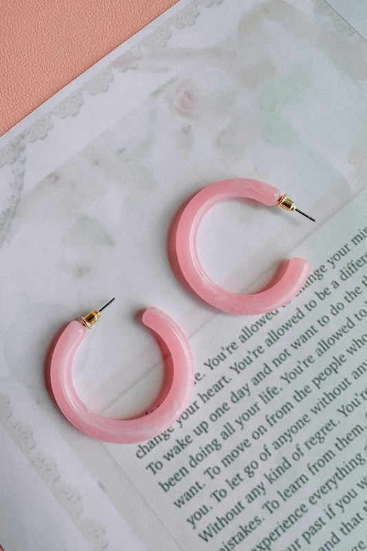 Sweetheart Pink Hoop Earring