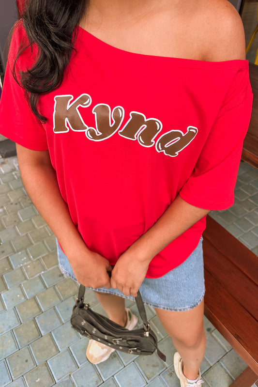 Wishing For It Off Shoulder Oversized Tee Red