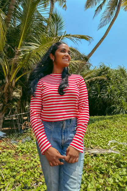 Candy Cane Crop Pullover