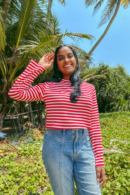 Candy Cane Crop Pullover