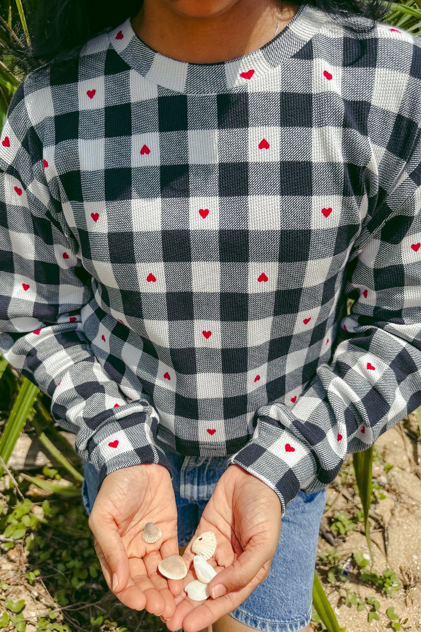 Checkered Love Crop pullover