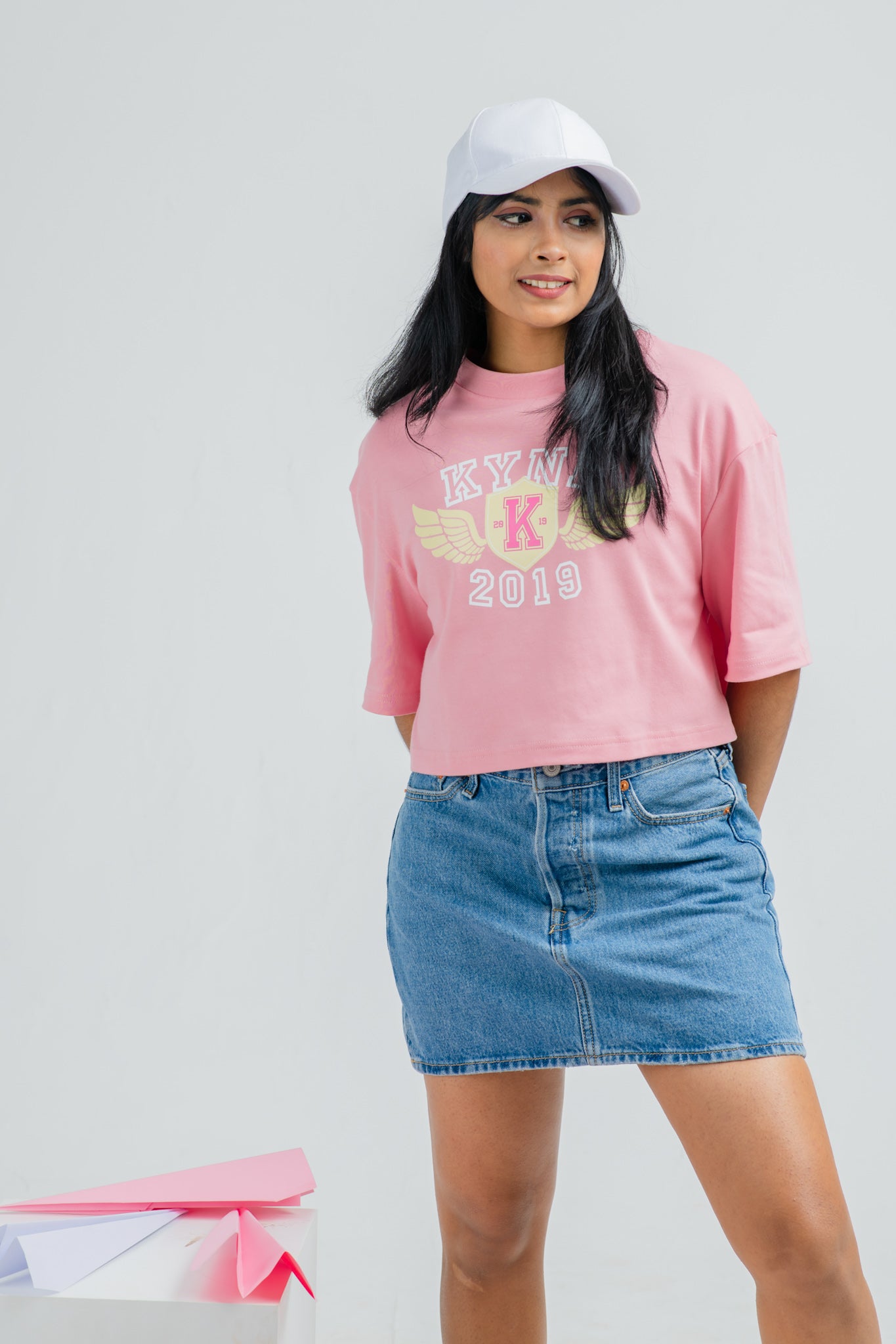 Dream Chaser Pink Oversize Crop T Shirt