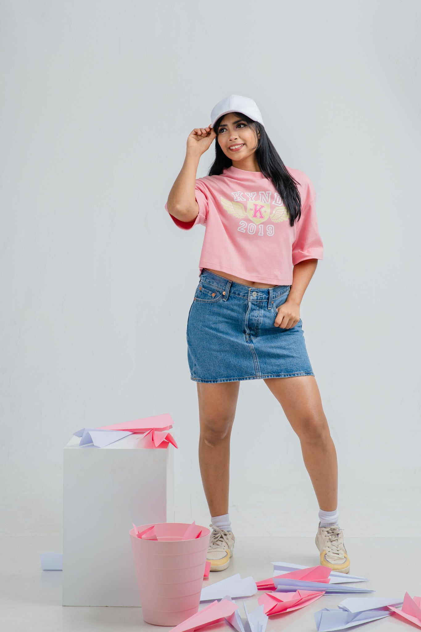 Dream Chaser Pink Oversize Crop T Shirt