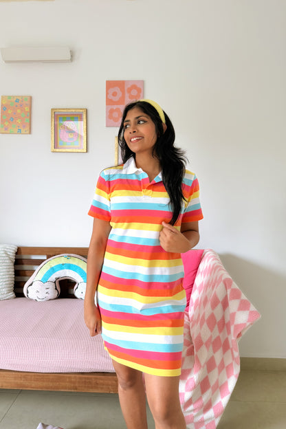 Rainbow Whimsy Polo Dress